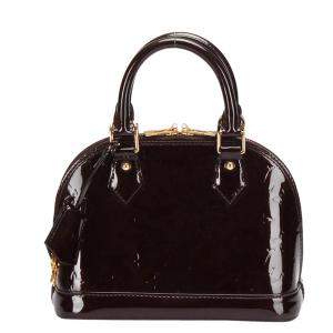 Louis Vuitton Brown Monogram Vernis Patent Leather Alma BB Satchel Bag 