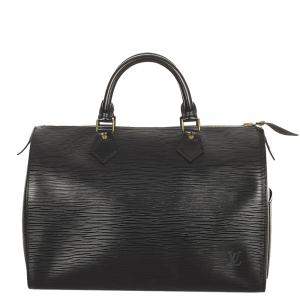 Louis Vuitton Black Epi Leather Speedy 30 Satchel Bag 