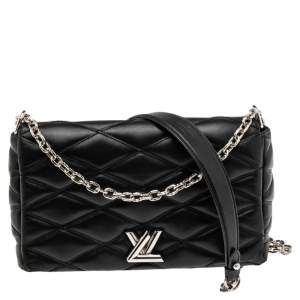 Louis Vuitton Black Quilted Leather GO-14 Malletage Flap Bag