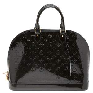 Pre Owned Louis Vuitton Terre D’Ombre Monogram Vernis Alma GM Bag
