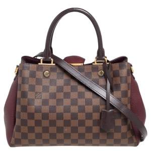 Pre Owned Louis Vuitton Bordeaux Damier Ebene Canvas Brittany BB Bag