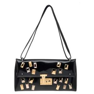 Pre Owned Louis Vuitton Black Leather Sac Triangle PM Bag