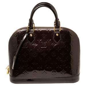 Pre Owned حقيبة لوي فيتون ألما جلد لامع مونوغرامي عنابي متوسطة