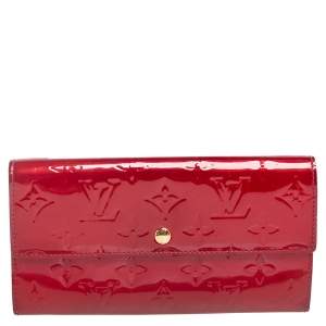 Pre Owned Louis Vuitton Pomme D’amour Monogram Vernis Sarah Wallet
