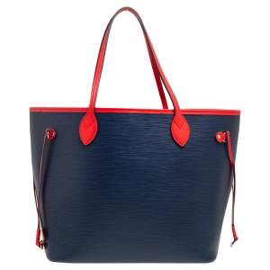 Louis Vuitton Indigo Coquelicot Epi Leather Neverfull MM Bag