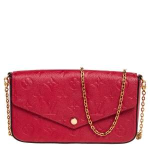 Louis Vuitton Red Monogram Empreinte Leather Pochette Felicie Bag 