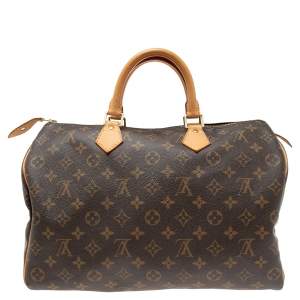 Louis Vuitton Brown Monogram Coated Canvas And Leather Speedy 35 Bag