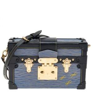 Pre Owned Louis Vuitton Light Denim Epi Leather Limited Edition Petite Malle Bag
