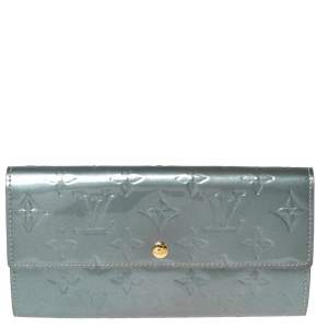 Pre Owned Louis Vuitton Givre Monogram Vernis Sarah Wallet