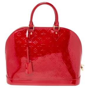 Pre Owned Louis Vuitton Pomme D'Amour Monogram Vernis GM Alma Bag