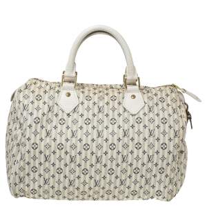 مملوكة مسبقًا Louis Vuitton White/Blue Monogram Mini Lin Croisette Speedy 30