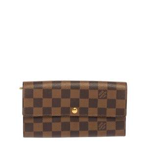 Pre Owned Louis Vuitton Damier Ebene Canvas Sarah Wallet