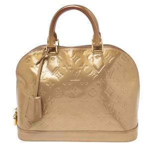 Pre Owned Louis Vuitton Vert Olive Monogram Vernis Alma PM Bag