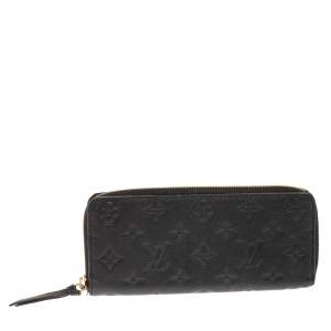 Pre Owned Louis Vuitton Black Monogram Empreinte Leather Zip Around Wallet