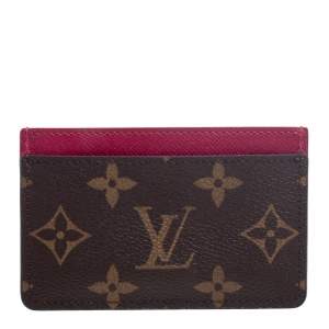 Pre Owned Louis Vuitton Fuchsia Monogram Canvas Card Holder