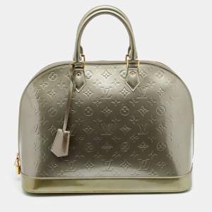 Pre Owned Louis Vuitton Gris Art Deco Monogram Vernis Alma GM Bag