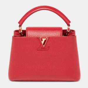 Pre Owned Louis Vuitton Red Taurillon Leather Capucines BB Bag