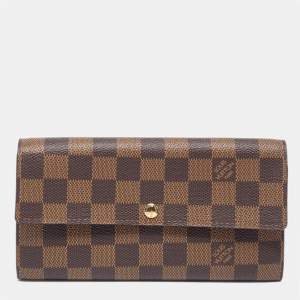Pre Owned Louis Vuitton Damier Ebene Canvas Sarah Wallet