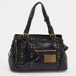 Pre Owned Louis Vuitton Black Leather Limited Edition Riveting Bag