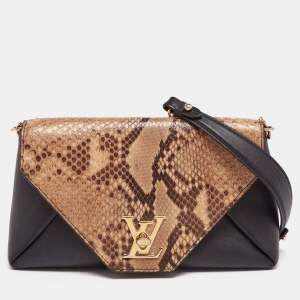 Pre Owned Louis Vuitton Brown /Black Python and Leather Love Note Shoulder Bag