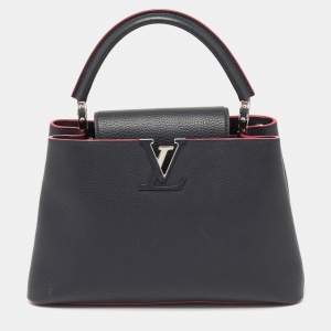 Pre Owned Louis Vuitton Black Leather Capucines MM Bag