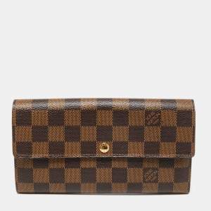 Pre Owned Louis Vuitton Damier Ebene Canvas Sarah Continental Wallet