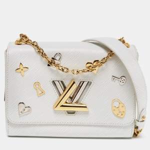 Pre Owned Louis Vuitton White Epi Leather Twist Love Lock Charms MM Bag