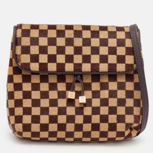 Pre Owned Louis Vuitton Damier Ebene Calf Hair Limited Edition Sauvage Gazelle Bag