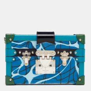 Pre Owned Louis Vuitton Multicolor Aqua Epi Leather Limited Edition Petite Malle Bag