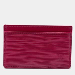 Pre Owned Louis Vuitton Pondichery Pink Epi Leather Card Holder