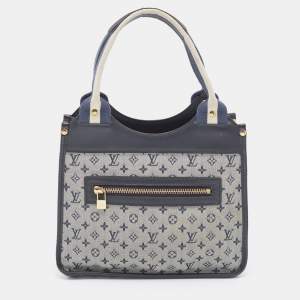 Pre Owned Louis Vuitton Blue Monogram Mini Lin Canvas Sac Kathleen Bag