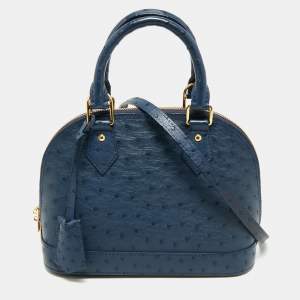 Pre Owned Louis Vuitton Indigo Blue Ostrich Alma BB Bag