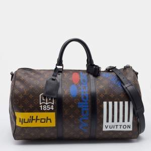 مملوكة مسبقًا Louis Vuitton Monogram Canvas Limited Edition Logo Story Keepall Bandouliere 50 Bag