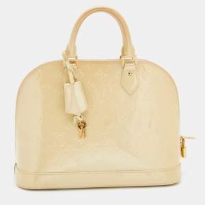 Pre Owned Louis Vuitton Blanc Corail Monogram Vernis Alma PM Bag
