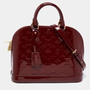 Pre Owned Louis Vuitton Pomme D’amour Monogram Vernis Alma PM Bag