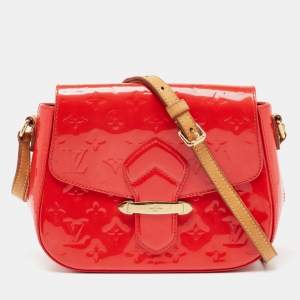Pre Owned Louis Vuitton Rouge Grenadine Monogram Vernis Bellflower GM Bag