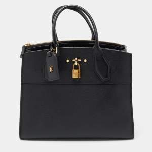 Pre Owned Louis Vuitton Black Leather City Steamer MM Bag