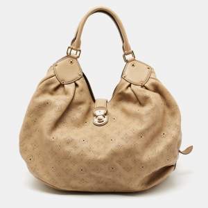 Pre Owned Louis Vuitton Beige Monogram Mahina Leather L Bag
