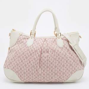 Pre Owned Louis Vuitton Red/White Mini Lin Canvas Croisette Marina GM Bag