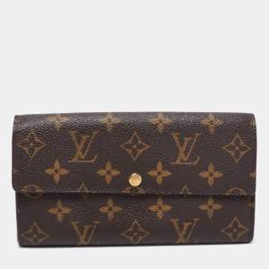 Pre Owned محفظة لوي فيتون سارا كانفاس مونوغرامي بني