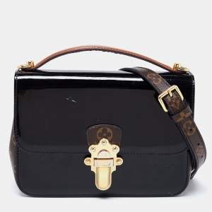 مملوكة مسبقًا Louis Vuitton Black Vernis Leather And Monogram Canvas Cherrywood BB Bag