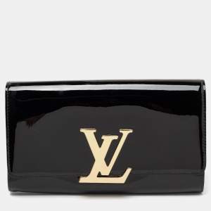 Pre Owned Louis Vuitton Black Vernis Leather Louise Clutch