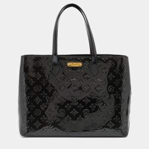 Pre Owned Louis Vuitton Bleu Infini Monogram Vernis Wilshire MM Bag