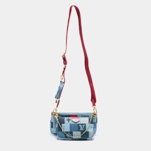 مملوكة مسبقًا Louis Vuitton Blue Denim Damier Monogram Patchwork Multi-Pochette Accessories