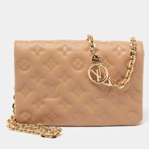 Pre Owned Louis Vuitton Camel Monogram Leather Coussin Pochette Bag