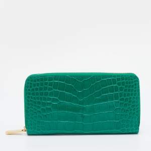 محفظة لوي فيتون جلد تمساح أمريكي أخضر بسحاب