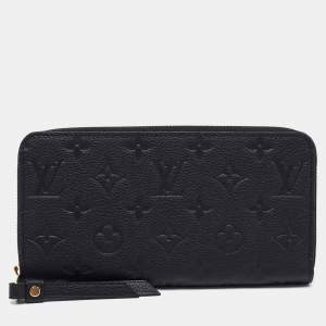 Pre Owned Louis Vuitton Black Monogram Empreinte Leather Zippy Wallet