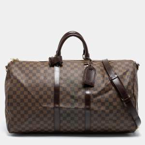 Pre Owned Louis Vuitton Damier Ebene Canvas Keepall Bandouliere 55 Bag