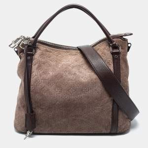Pre Owned Louis Vuitton Brown Monogram Antheia Suede Ixia PM Bag