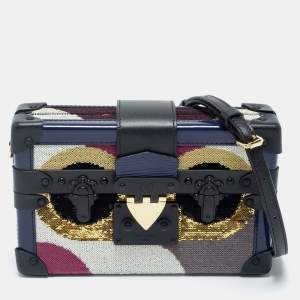 مملوكة مسبقًا Louis Vuitton Multicolor Sequins and Leather Petite Malle Bag